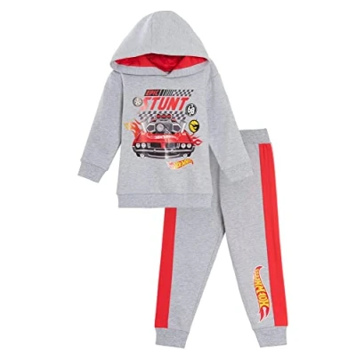 Afbeelding van Hot Wheels 2 delige overall, sweatshirt met capuchon en joggingbroek voor jongens (grijs, 5 6 jaar)