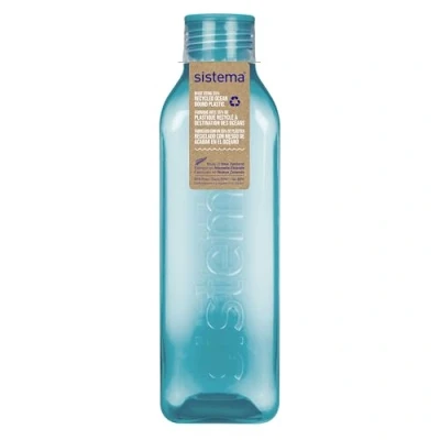 Afbeelding van Sistema Vierkante waterfles 1 l lekvrije kinderwaterfles BPA vrij Teal Stone Count