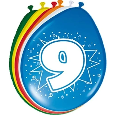 Afbeelding van Ballonnen 9 jaar 8 stuks