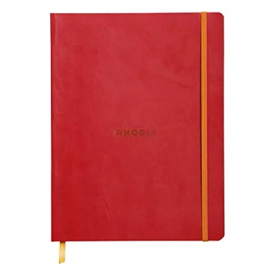 Afbeelding van RHODIA 117563C Poppy Soft Notebook 19x25 cm Dot 160 pagina&#039;s 90g Ivory Clairefontaine Papier Boekenlegger, Elastische sluiting Kunstlederen hoes Rhodiarama Collection
