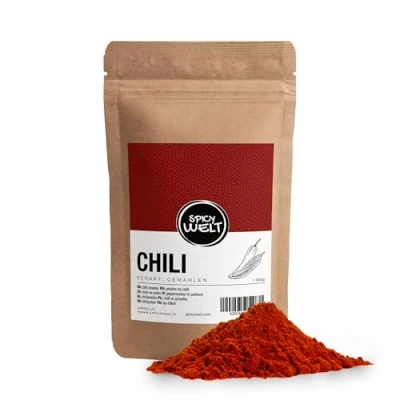 Afbeelding van Spicy Welt Gemalen Chilipoeder (1kg) Pittig Rood Peperpoeder voor Chili con Carne, Curries &amp; Marinades Krachtig, Aromatisch Intens 100% Puur Zonder Toevoegingen