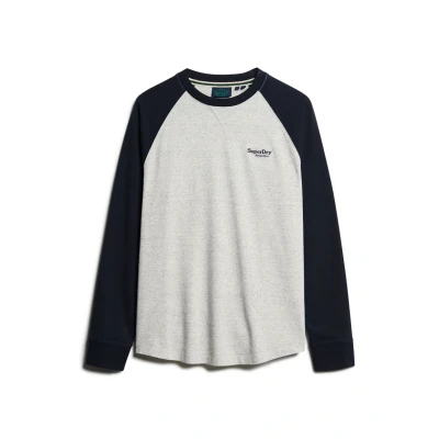 Afbeelding van Superdry Essential LOGO Baseball Longsleeve, Heren, Maat: XL, Grey fleck marl eclipse navy