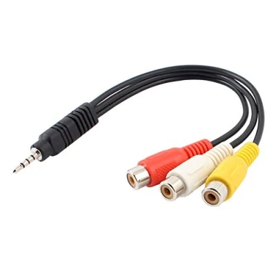 Afbeelding van C47 2,5 mm jack plug naar 3RCA RCA connector kabel adapter voor TV DVD AV camcorder video kabel, cinch Y adapterkabel 30 cm stereo audio