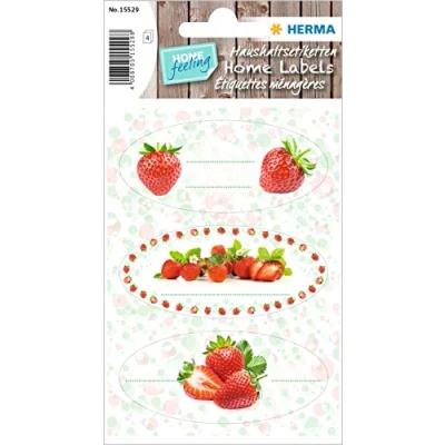 Afbeelding van HERMA Homemade 15529 jametiketten, zelfklevend, 12 stuks, 76 x 35 mm, keukenstickers om te beschrijven, huishoudelijke stickers voor Kerstmis, inmaakpotten, kruidenpotten, jampotten, flessen