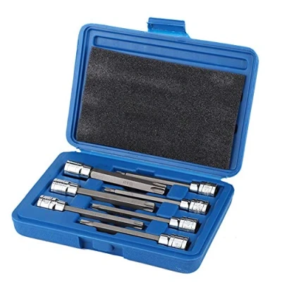 Afbeelding van Star Socket Set, 7 stuks 3/8 inch Drive Torx Bit Set Extra Lange met een Plastic Case, T25, T30, T40, T45, T50, T55, T60