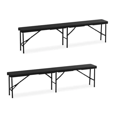 Afbeelding van Relaxdays bierbank opvouwbare bank campingbank partytent 180 cm set van 2 zwart