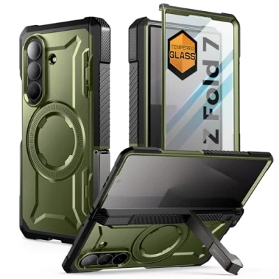 Afbeelding van SUPCASE Hoesje voor Samsung Galaxy Z Fold 7 met Kickstand (UB Grip) [MagSafe Compatibel] [Ingebouwde Gehard Glazen Schermbeschermer] Militaire Kwaliteit Magnetisch Case 7, Groen