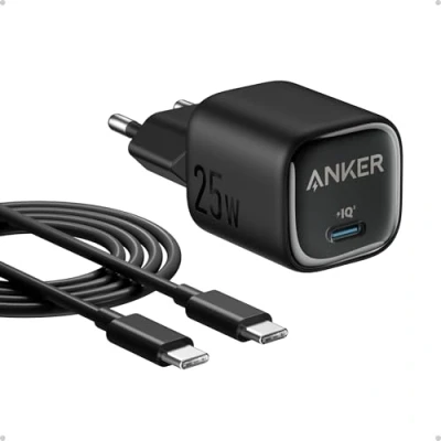 Afbeelding van Anker 25 W USB C oplader, compacte voeding, PPS snellader voor Galaxy S24/Z Fold/Z Flip/Tab, iPhone 16/15 serie, iPad (1,5 m kabel inbegrepen)