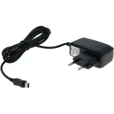 Afbeelding van USB Mini B thuislader met vaste kabel 1A / zwart 1,1 meter