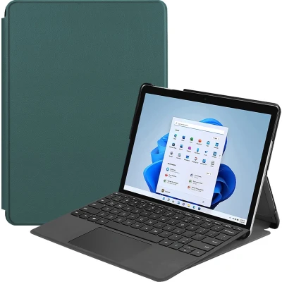 Afbeelding van Case2go Tablet Hoes geschikt voor de Microsoft Surface Go 3 Tri Fold Book Case Donker Groen