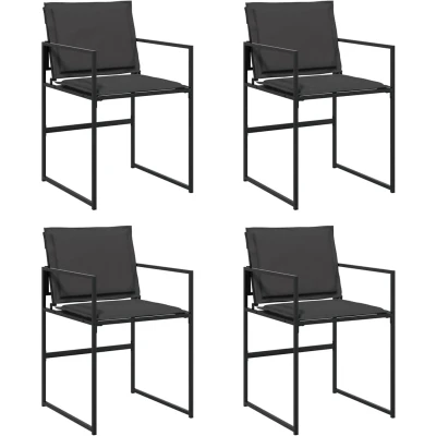 Afbeelding van Tuinstoelen 4 st met kussens staal en textileen zwart
