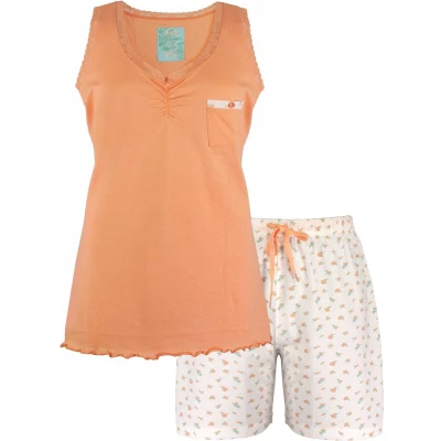 Afbeelding van Tenderness Dames Shortama Pyjama Set Oranje Maat L