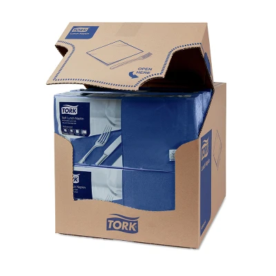 Afbeelding van Tork Soft Lunchservet 33x33cm 3 laags 1/4 vouw Donkerblauw 477412