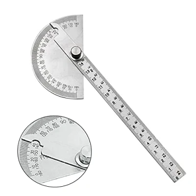 Afbeelding van 0 180 Ronde Hoofd Protractor, Multifunctionele RVS Grade Hoek Meting Protractor Ruler, Craftsman Ruler Machinist Tool