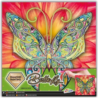Afbeelding van Grafix Canvas Diamond Painting Vlinder, 30x30cm