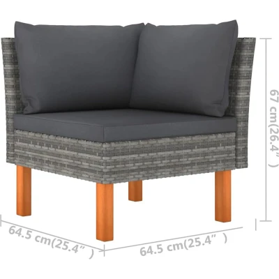 Afbeelding van vidaXL 5 delige Loungeset met kussens poly rattan grijs