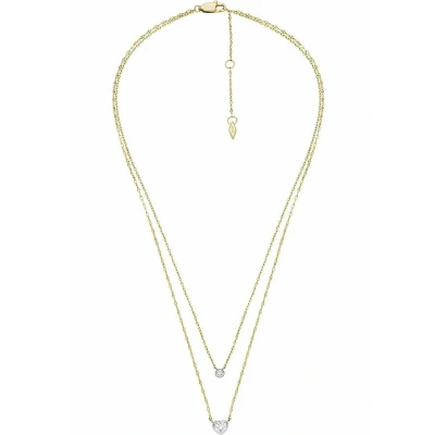 Afbeelding van Fossil JF04357998 Ketting Sadie staal zirconia goud en