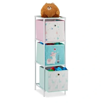 Afbeelding van Relaxdays speelgoedkast met manden kinderkast kast voor speelgoed lama design 3