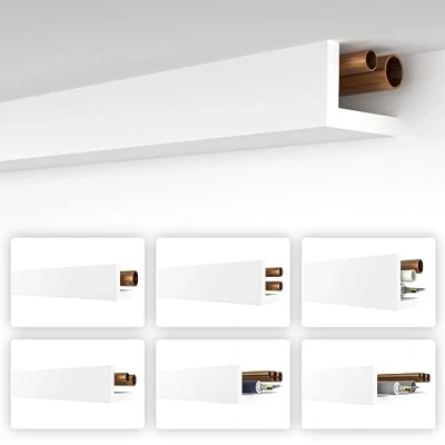 Afbeelding van HEXIMO Hoekprofiel wit, 1,7 meter profielen, XPS afdeklijsten voor verwarmingsbuizen, L profiel, buisafdekking, kabelgoot model: HRA 4 58 x 90 mm (10,2 / 6 lijsten)