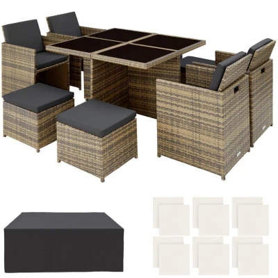 Afbeelding van tectake Manhattan tuinset wicker meubelset natuurkleur