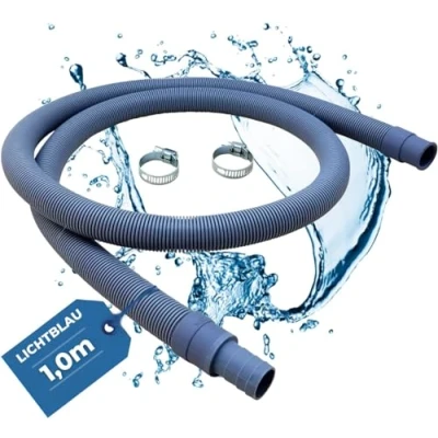 Afbeelding van Lichtblau Afvoerslang verlenging I 1 m wasmachine vaatwasser complete set incl. slangklemmen waterafvoerslang universeel bruikbaar fabrikant onafhankelijk