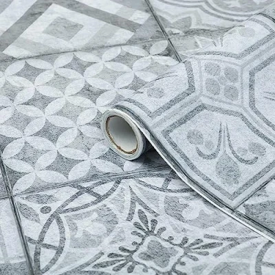 Afbeelding van d c fix Trendyline Visbi zelfklevende folie, waterdicht, realistische decoratie voor meubels, tafel, kast, deur, keukenfronten, meubelfolie, decoratiefolie, behang, 45 cm x 1,5 m