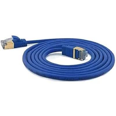 Afbeelding van wantecWire Extra dunne patchkabel CAT.7 kabel, CAT.6 stekker SSTP afgeschermd, lengte 0,1 m, blauw