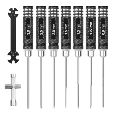 Afbeelding van RC Hex Schroevendraaier Tool Set: 0.9mm 1.27mm 1.3mm 1.5mm 2.0mm 2.5mm 3.0mm Inbusschroevendraaier Kit met Moer Driver &amp; Auto Wrench voor Multi Axis FPV Racing Drone Quadcopter