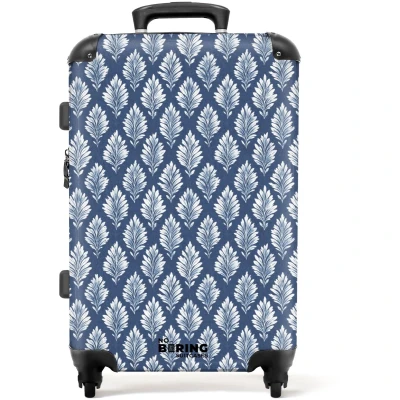 Afbeelding van NoBoringSuitcases.com Grote koffer Barok patroon blauw Kinderkoffer geschikt voor jongen en meisjes Reiskoffer met 4 wielen Trolley op wieltjes Rolkoffer groot kinderen 72 liter Ruimbagage valies 20kg