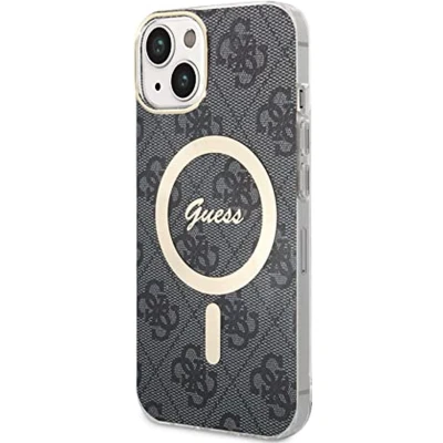 Afbeelding van Guess 4G Back Case (MagSafe Compatible) Geschikt voor Apple iPhone 14 (6.1&quot;) Grijs