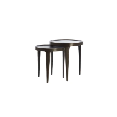 Afbeelding van Light &amp; Living Bijzettafel TOBIAS Ø43x45.5cm Bruin Set van 2