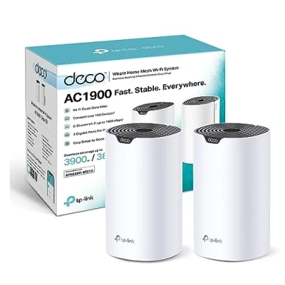 Afbeelding van TP Link Deco S1900 Mesh WLAN set (2 stuks), AC1900 Dual Band Router &amp; Repeater, 3x Gigabit poorten voor elke eenheid, aanbevolen huizen met 2 3 slaapkamers, uitgebreide jeugdbescherming