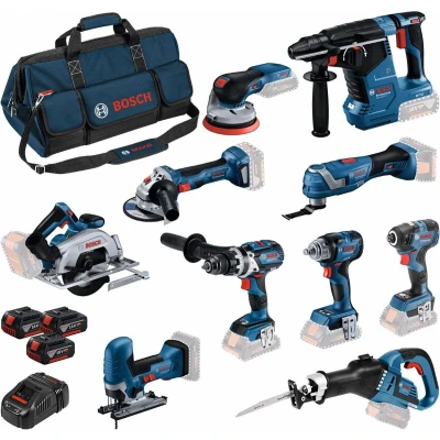 Afbeelding van Bosch Blauw 10 Toolkit 18V Combopack 3 x 5.0Ah + lader In tas 0615A5004G