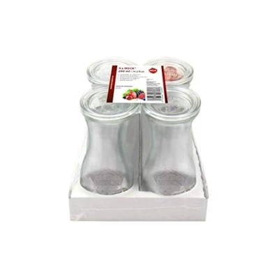 Afbeelding van BILLIET Weck 55898W Set van 4 glazen flessen met deksel, 250 ml, transparant, ml
