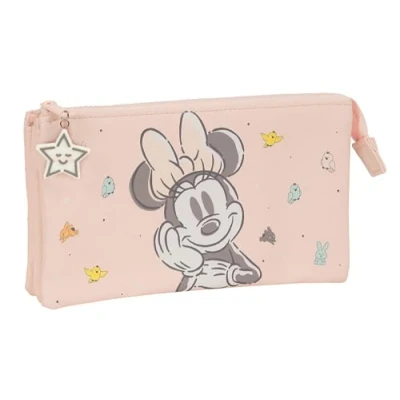 Afbeelding van Pennenetui met 3 vakken Minnie Mouse Baby Roze 22 x 12 cm