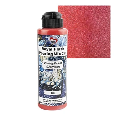 Afbeelding van Ideen mit Herz Royal Flash Pouring Mix 2 in 1 medium &amp; Metallic acrylverf met glittereffect 180 ml geen verder mengen vloeistof, of siliconenolie nodig (rood)