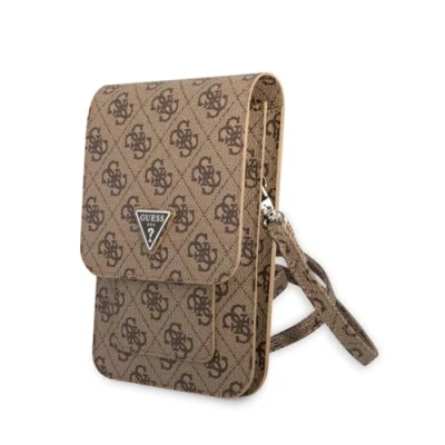 Afbeelding van Guess PU 4G Triangle Universele telefoonhoes Heuptas Bruin