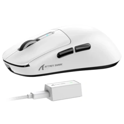 Afbeelding van ATTACK SHARK R6 draadloze 8KHz gamingmuis, SUPERLIGHT 42g, Nordic 52840 MCU, PixArt PAW3950MAX gamingsensor, BT/2.4G / bedraad, 6 instelbare DPI tot 42000, 250mAh oplaadbare batterij, pc/Mac (wit)