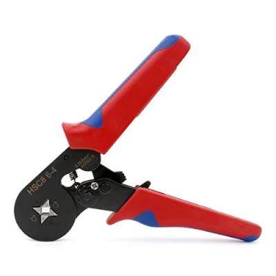 Afbeelding van Heschen Krimptang, HSC8 6 4A, mini zelfinstelbaar, krimpgereedschap, te gebruiken voor 0,25 6,0 mm² (23 10 AWG), vierkante adereindhulzen, rood