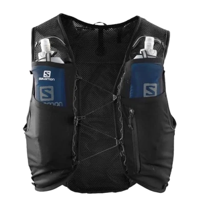 Afbeelding van Salomon Adv Hydra Vest 8 Loopvest met flessen, uniseks, comfort en stabiliteit, snelle hydratatie, eenvoud, zwart, M