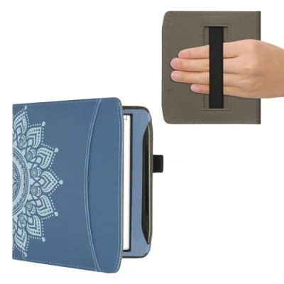 Afbeelding van kwmobile flip cover compatibel met Pocketbook Era/Era Color Hoes handgreep en voorvak voor e reader Book case in blauw Opkomende Zon