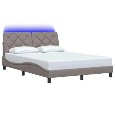 Afbeelding van vidaXL Bedframe met LED verlichting stof taupe 140x200 cm