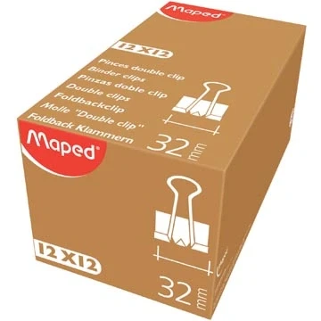 Afbeelding van Maped foldbackclip 32 mm, zwart, doos van 12 stuks foldbackclips