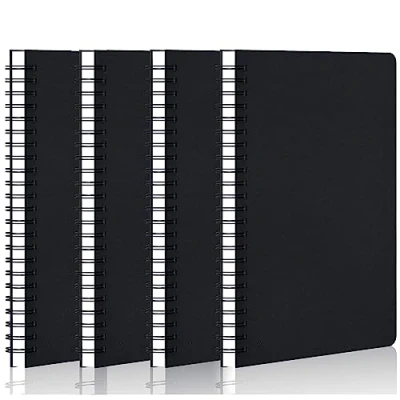 Afbeelding van PALUDO 4 Stuks A5 Notebook Notitieboekje Lined, Spiraal Notitieblok Kraft Cover 120 Pagina&#039;s/60 Vellen