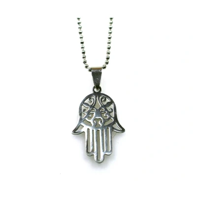 Afbeelding van Jongens ketting RVS ballachain hamsa handje