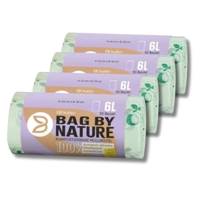 Afbeelding van 6L composteerbare afvalzakken: 200 biologische vuilniszakken, Made in Germany, 100% biologisch afbreekbaar 6 weken, klimaatneutraal, scheurvast en lekvrij, ook verkrijgbaar als 10L, 20L, 30L