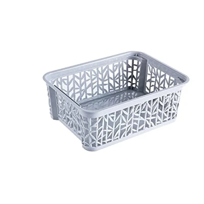 Afbeelding van BranQ Home Essential Universele multifunctionele opbergmand in bamboe design, BPA vrij kunststof, maat S 2,5 liter, 1 stuk, lichtgrijs