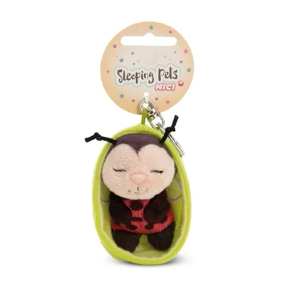Afbeelding van NICI 61610 Sleutelhanger &quot;Sleeping Pets&quot; lieveheersbeestje, 8 cm, in mandje, rood, trouwe metgezel voor rugzak of tas, sleutelhouder klein en groot