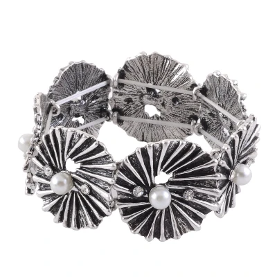 Afbeelding van Behave Elastische armband met steentjes en parels