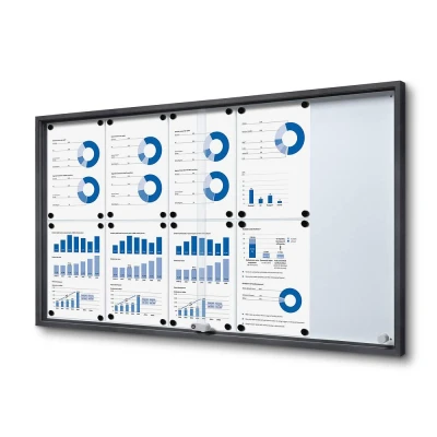Afbeelding van Vergrendelbaar Notitiebord met Schuifdeuren Slim 10 X A4 Antraciet Syna SCSLG10XA4C7016JS Horeca &amp; Professioneel